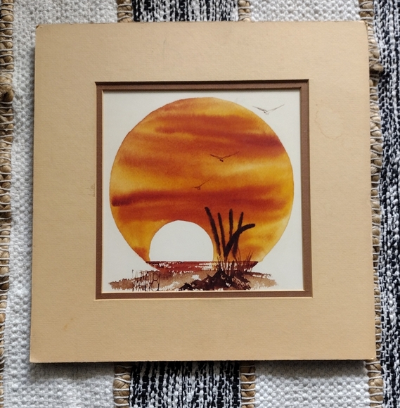 Hand Crafted Other - Sunset Art By Mark Vranesh in Orange and Brown 11/100